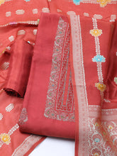 Embroidered Art Silk Unstitched Suit With Dupatta