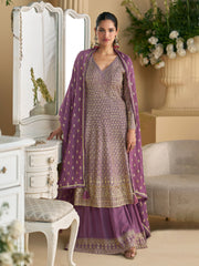 Embroidered Georgette Suit With Pant & Dupatta