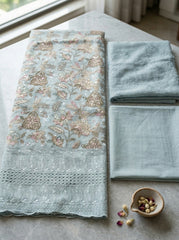 Embroidered Cotton Blend Unstitched Suit Pant & Dupatta