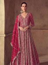 Embroidered Chinnon Silk A Line Dress With Dupatta