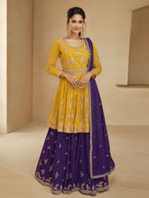 Embroidered Georgette Semi Stitched Suit With Sharara & Dupatta