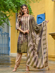 Embroidered Tissue Kurta With Pant & Dupatta