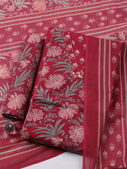 Printed Chanderi Unstitched Suit With Pant & Dupatta