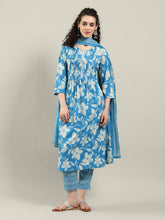 Printed Cotton Blend Kurta With Pants & Dupatta