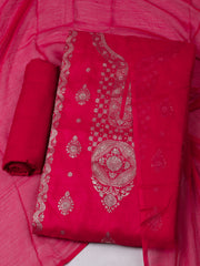 Woven Design Chanderi Unstitched Suit With Pant & Dupatta