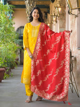 Embroidered Cotton Kurta With Pant & Dupatta