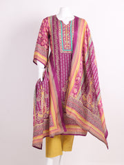 Sequins Embroidery Muslin Kurta With Pants & Dupatta