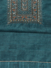 Neck Embroidery Art Tussar Unstitched Suit With Dupatta