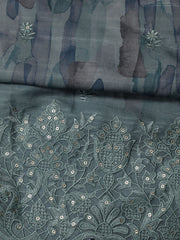 Abstract Printed Art Tussar Unstitched Suit With Dupatta