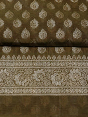 Woven Banarasi Chanderi Unstitched Suit With Dupatta
