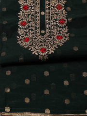 Neck Embroidered Chanderi Unstitched Suit Piece With Dupatta
