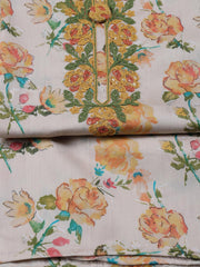 Neck Embroidered Cotton Blend Unstitched Suit Piece With Dupatta