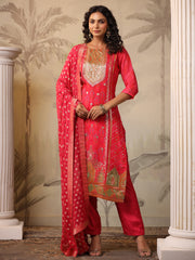 Zari Weave Georgette Kurta With Pants & Dupatta