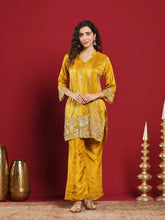 Embroidered Chinon Kurta With Palazzo