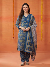 Printed Cotton Blend Kurta With Pant & Dupatta