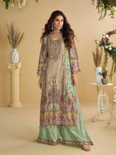 Embroidered Crep Kurta With Plazzo & Dupatta