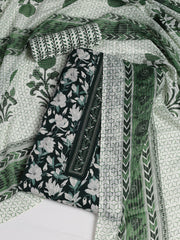 Patch Neck Cotton Blend Unstitched Suit With Dupatta