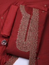 Printed Art Silk Unstitched Suit With Pant & Dupatta