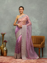 Zari Embroidered Organza Saree
