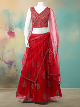 Resham Mirror Work Georgette Choli With Lehenga & Dupatta