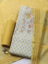 Printed Cotton Blend Unstitched Suit With Pant & Dupatta