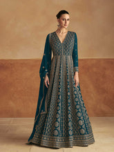 Embroidered Chinnon A Line Gown With Dupatta