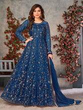 Embroidered Net Semi Stitched Kurta With Pant & Dupatta