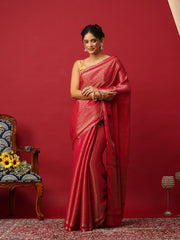 Plain Crepe Rani Saree