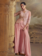 Embroidered Art Silk Kurti With Gharara & Dupatta