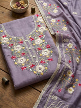 Embroidered Cotton Unstitched Suit With Pant & Dupatta