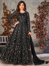 Embroidered Net Semi Stitched Kurta With Pant & Dupatta
