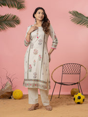 Printed Cotton Blend Kurta With Pant & Dupatta