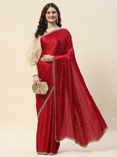 Cutdana Embroidery Chinon Saree