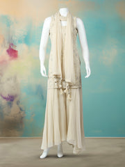 CutDana Embroidered Georgette Stitched Kurta With Sharara & Dupatta