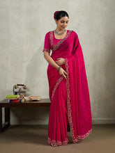 Embroidered Satin Saree
