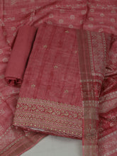 Embroidered Chanderi Unstitched Suit With Pant & Dupatta