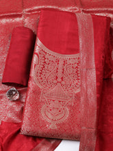 Embroidered Chanderi Unstitched Suit With Pant & Dupatta
