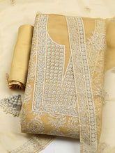 Embroidered Organza Unstitched Suit With Pant & Dupatta