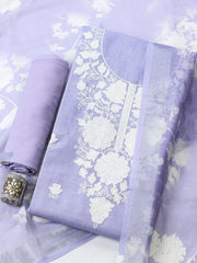 Embroidered Linen Blend Unstitched Suit With Pant & Dupatta