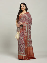 Digital Printed Cotton Blend Woven Saree