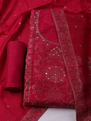 Woven Design Chanderi Unstitched Kurta With Pant & Dupatta