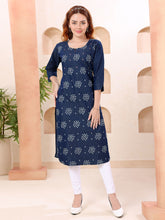 Printed Denim Kurta