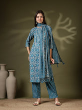 Printed Cotton Blend Kurta With Pant & Dupatta