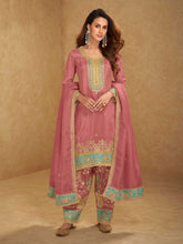 Embroidered Simmar Silk Kurta With Pant & Dupatta