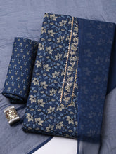 Printed Cotton Blend Unstitched Suit With Pant & Dupatta