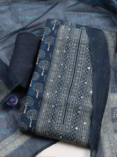 Embroidered Chanderi Unstitched Suit With Pant & Dupatta