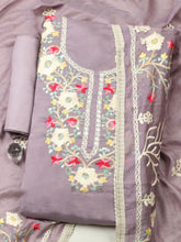 Embroidered Chanderi Unstitched Suit With Pant & Dupatta
