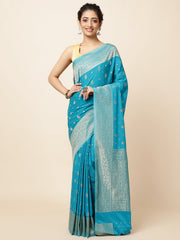 Zari Border Booti Georgette Woven Saree