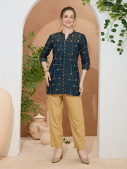 Printed Denim Short Kurti