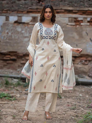Printed Cotton Blend Kurta With Pant & Dupatta
